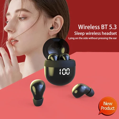 Imagen 2 del producto SK18 Mini auriculares invisibles inalámbricos Bluetooth 5,3 auriculares bajos para dormir con micrófono cancelación de ruido HD