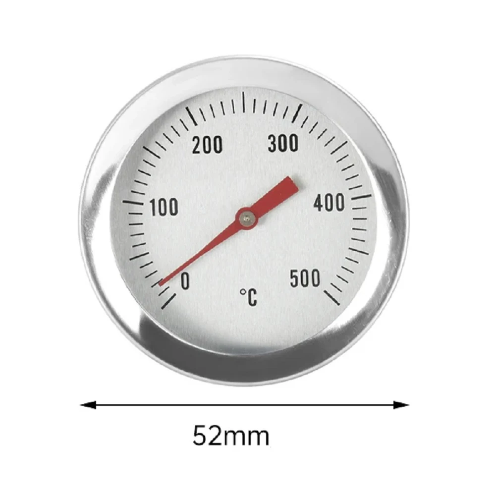 Thermomètre pour barbecue Thermomètre de four en acier inoxydable Thermomètre bimétallique 0-500 ° Outils de mesure de thermomètre à grilles grandes C 52 mm