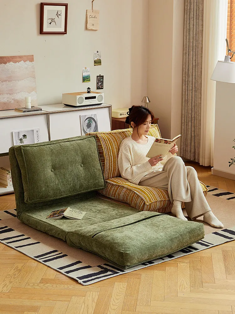 #One Seat Chenille PU Extendable Foldable Sleepable Sofa with Casual Backrest for Living Room-Modular Sofa Bed