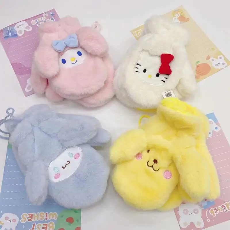 Sanrio Anime Actiefiguur Warme Handschoenen 22Cm Cartoon Cinnamoroll Kawaii Knuffel 8 Inch Pop Cadeau Speelgoed Voor Kinderen Meisje Cadeau