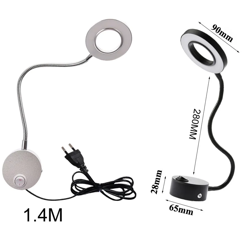 AC85-265V Bedside Working Study Reading Lamp Wall lamp sconces 5W LED Book Lamp wall Night light fixtures Spot LED EU Plug Cord