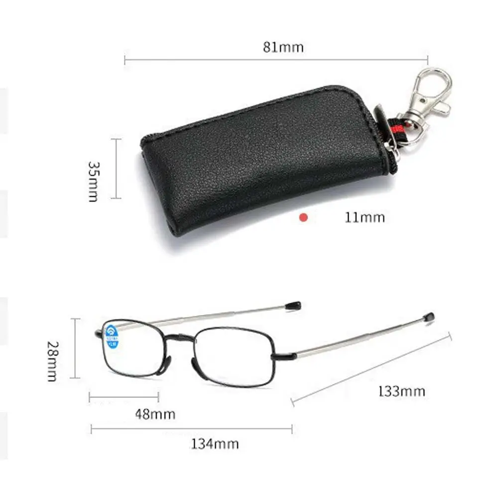 Anti-Strahlung Anti-Blaulicht 1.0 ~ 4,0 schwarzer Rahmen Damen Lesebrille mit Aufbewahrung tasche Schlüssel anhänger faltbare Lesebrille