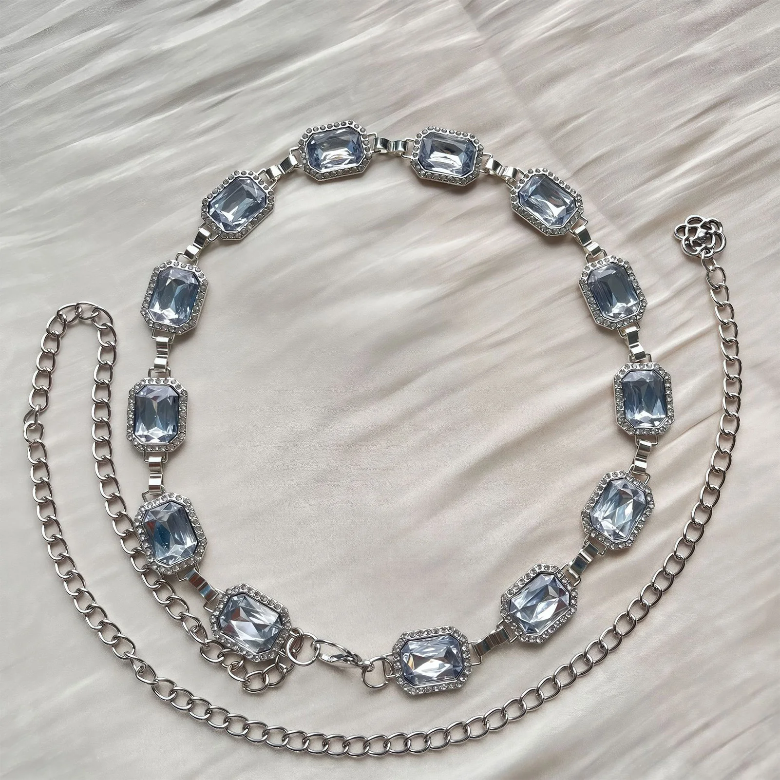 보헤미안 스타일 사각 유리 라인스톤 허리 체인 여성용  - Body Jewelry Rhinestone 리뷰 및 가격