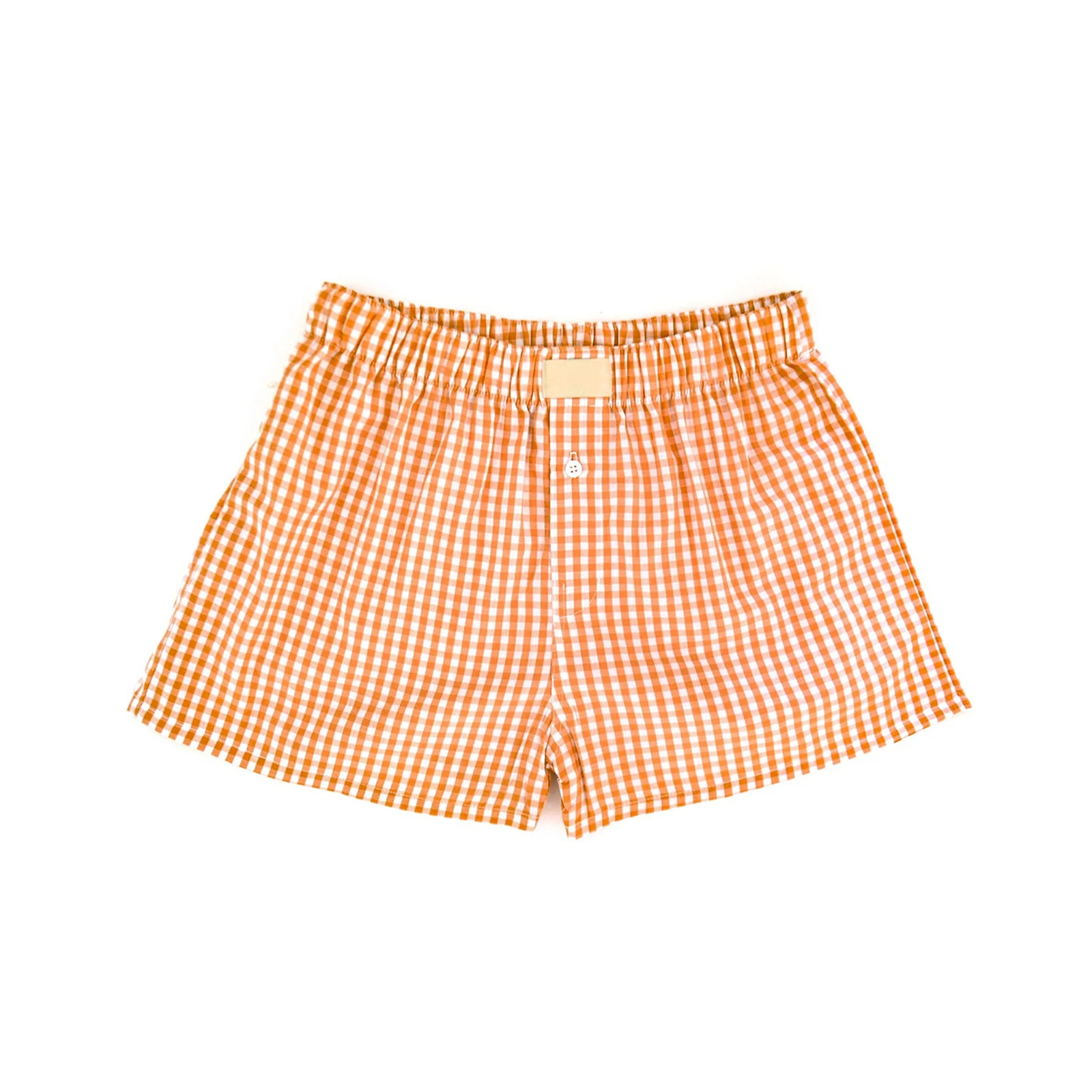 Shorts xadrez solto para mulheres, elástico, perna larga, verão