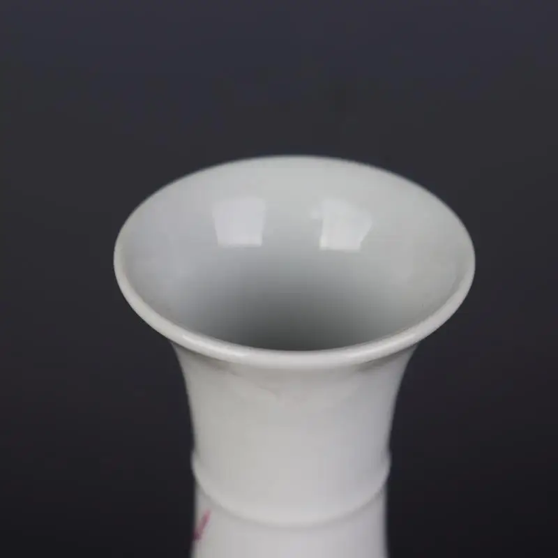 Chinese Porcelain Jingdezhen Carmine Red Flowers and Birds Vase 9.64
