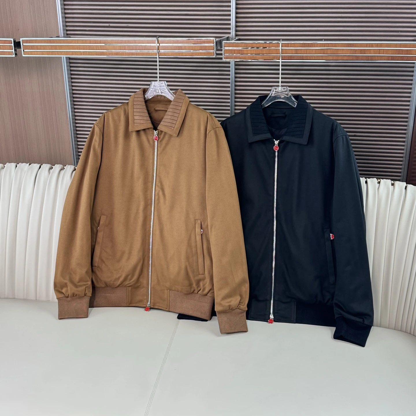 

Kiton autumn and winter explosion solid color casual versatile fashion men's splicing lapel jacket