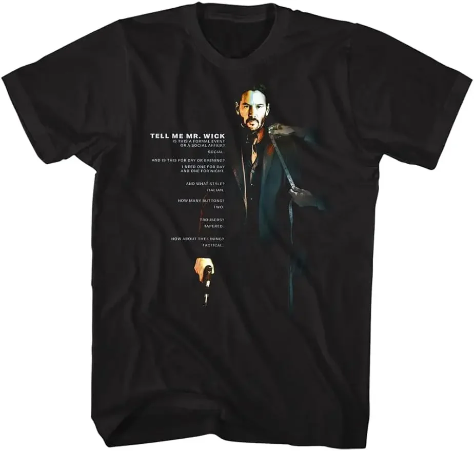 Tell Me Mr Wick Adult Short Sleeve Action Movie Printed Tees John Wick Men Graphic T Shirt  Summer Unique O-neck Ventilate Tops