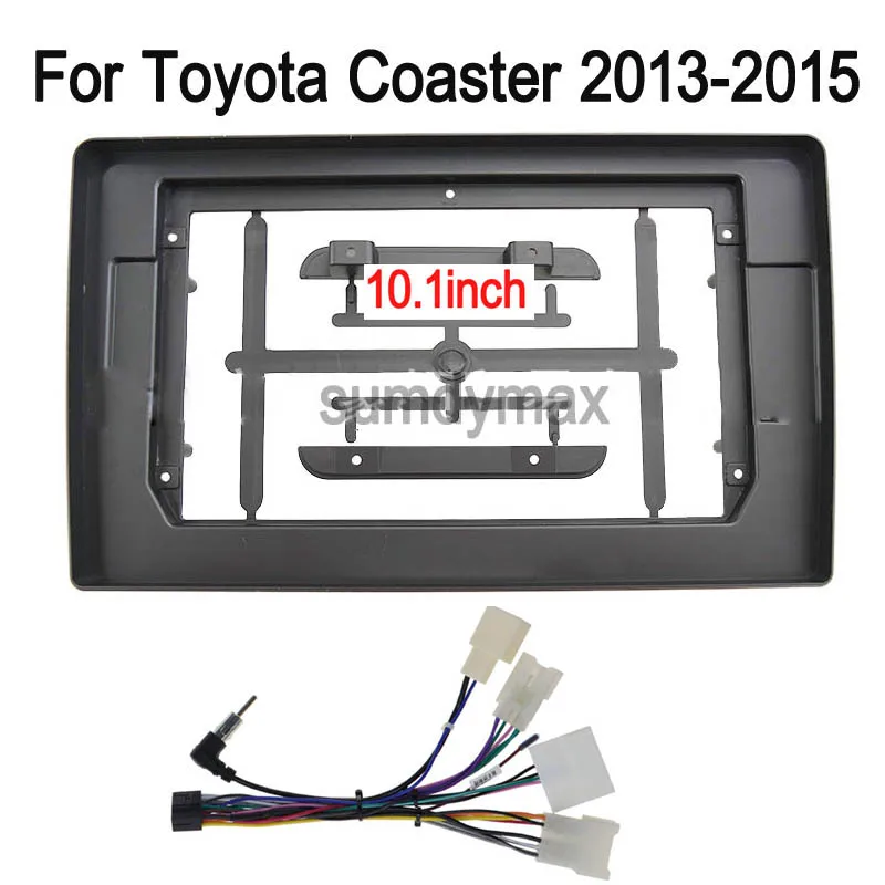 

10.1 inch 2Din Car Stereo Radio DVD Panel Mount Fascia Kit for Toyota Coaster 2015-2018 Refitting Frame Dashboard with cable