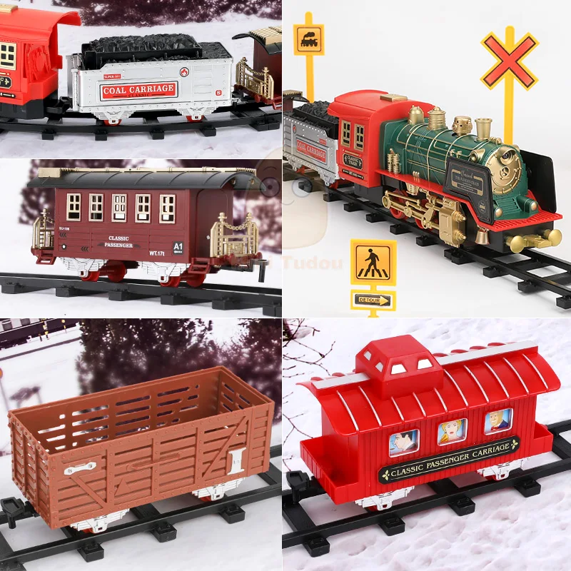 Remote Control Track Train Car Classical Simulation Water Steam Electric Railway Set Christmas Gift Educational Toy For Children