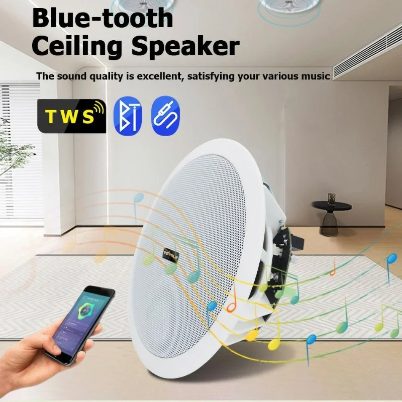 Активная потолочная Bluetooth-колонка для дома и коммерческого использования, проводная, для фоновой музыки, стерео, для домашнего кинотеатра, 10 Вт