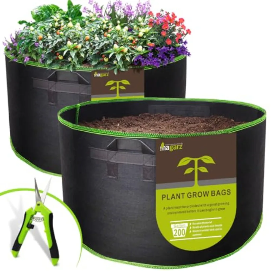 

Fabric Flower Pots Garden Felt Grow Bags with Handle Black