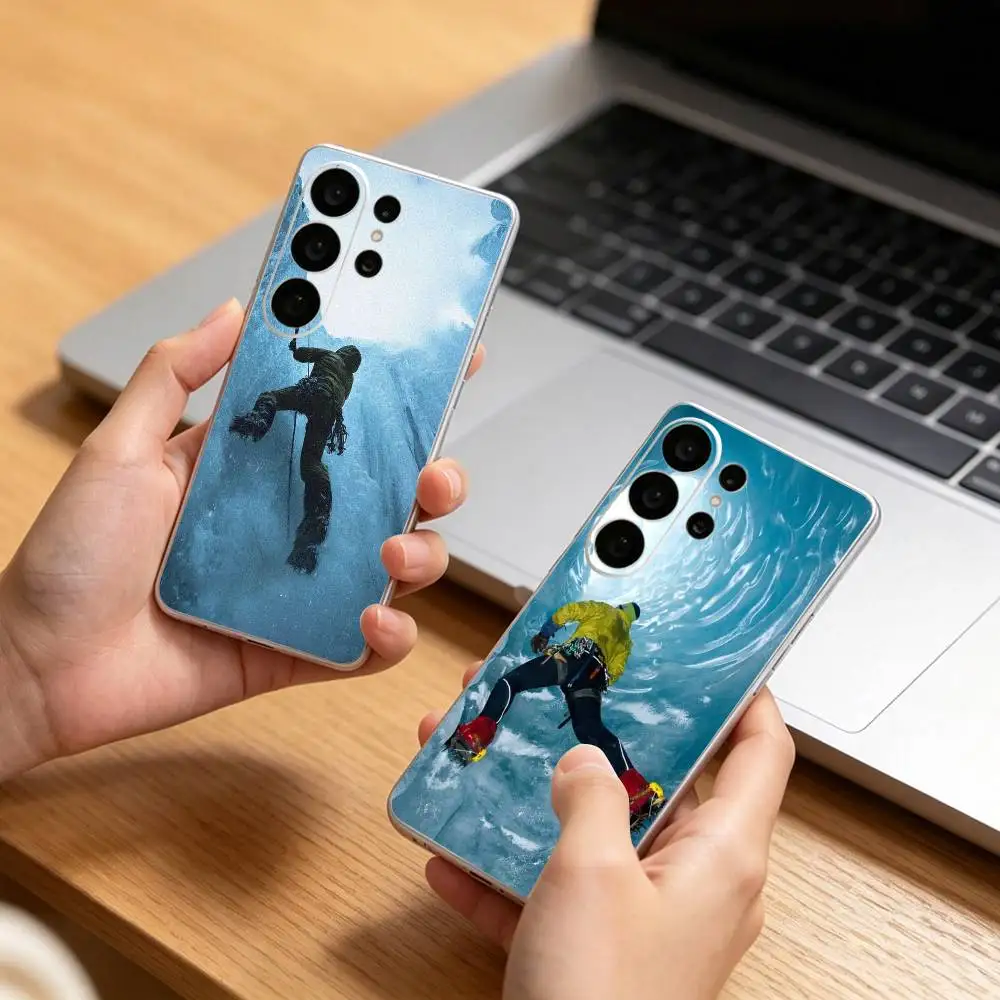 Ice climbing is so cool  Phone Case For Samsung S25,S24,S21,S22,S21,S20,S10,S9Ultra,Plus,Fe,Lite Transparent Cover