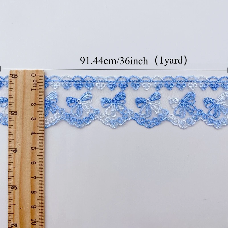 1 Yard Colorful Embroidery Lace Trim Double Sided Ribbon Bow Multicolor Sewing Accessories