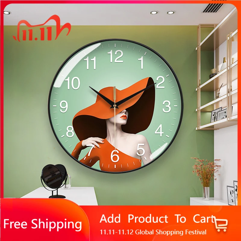 

Настенные часы с художественной росписью, роскошные тихие настенные часы в минималистичном стиле для ресторана, спальни, креативное украшение для дома