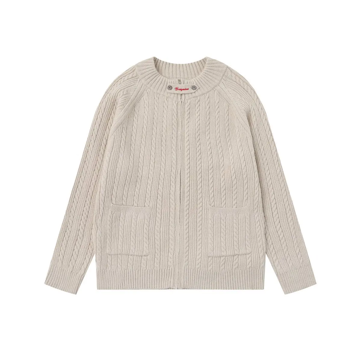 

2025 Autumn New American Retro Letter Embroidery Twist Weaving Casual Men's and Women's Knitted Jacket