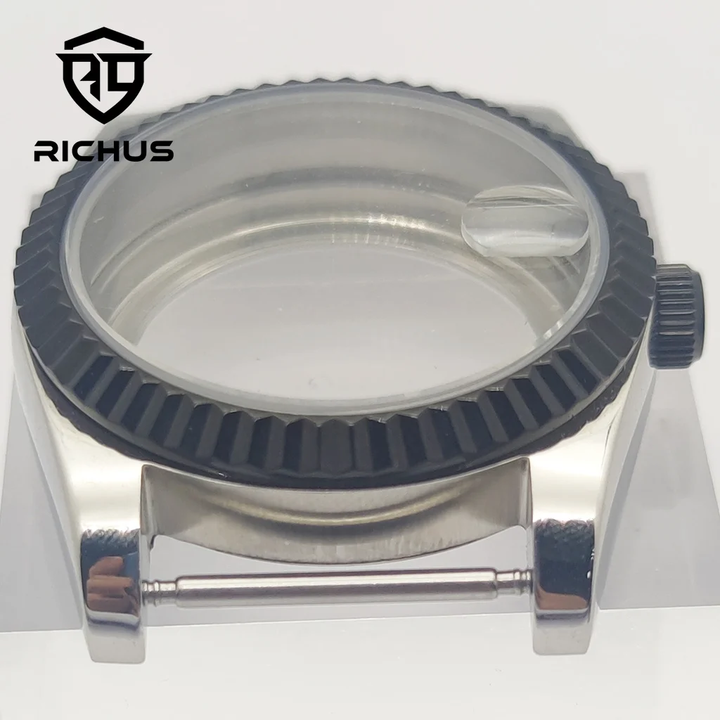RICHUS 36/39mm caja de cristal de zafiro 100m resistente al agua ajuste NH34 NH35 NH36 ETA2824 PT5000 Miyota8215-DG accesorios de reloj de movimiento