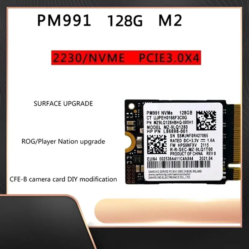 

PM991 128G 2230 PCIE3.0 NVME SSD высокоскоростная передача данных для ноутбуков, планшетов, хранения карт жесткого диска, прочная, простая установка