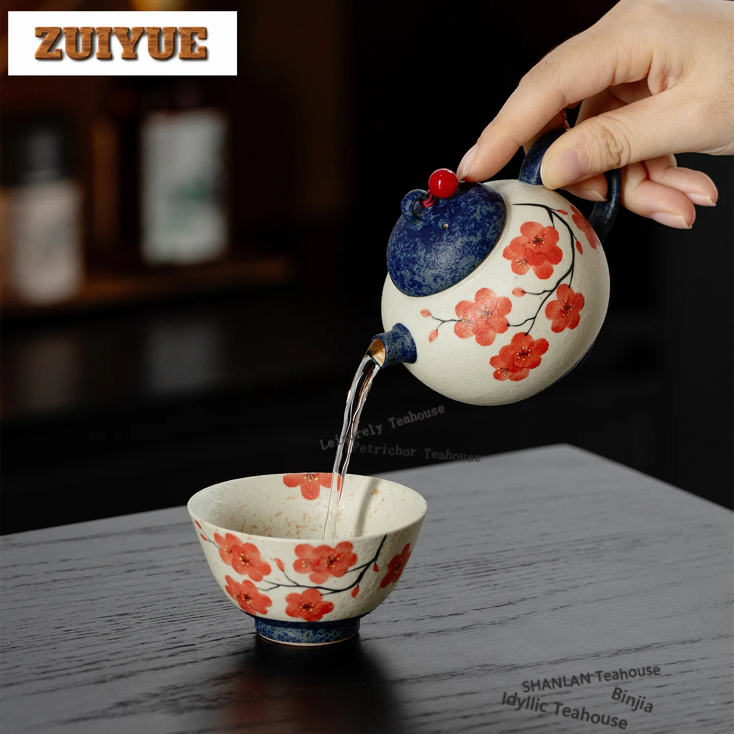 160ml Hand-painted Plum Blossom Teapot Boutique Tea Infuser Pot Tea Soaking Kettle With Ball Hole Tea Items Decoration Craft