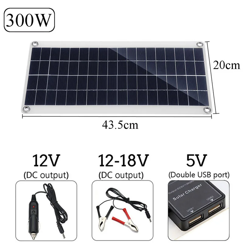 300W solární panel souprava 12V USB nabíjení solární buňka charg deska regulátor přenosné vodotěsný pro telefon RV auto MP3 blok dropshiping