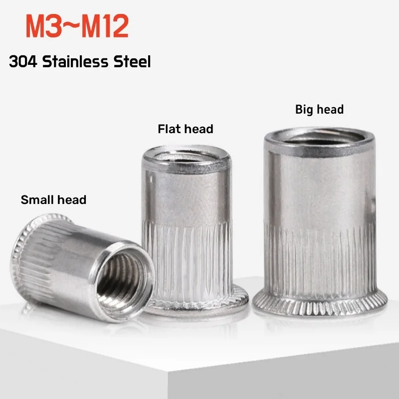 304 A2 Stainless Steel Flat Head Rivet Nut,Countersunk Blind Rivnut Insert Nutsert,M3 M4 M5 M6 M8 M10 M12 Threaded Rivet Nuts