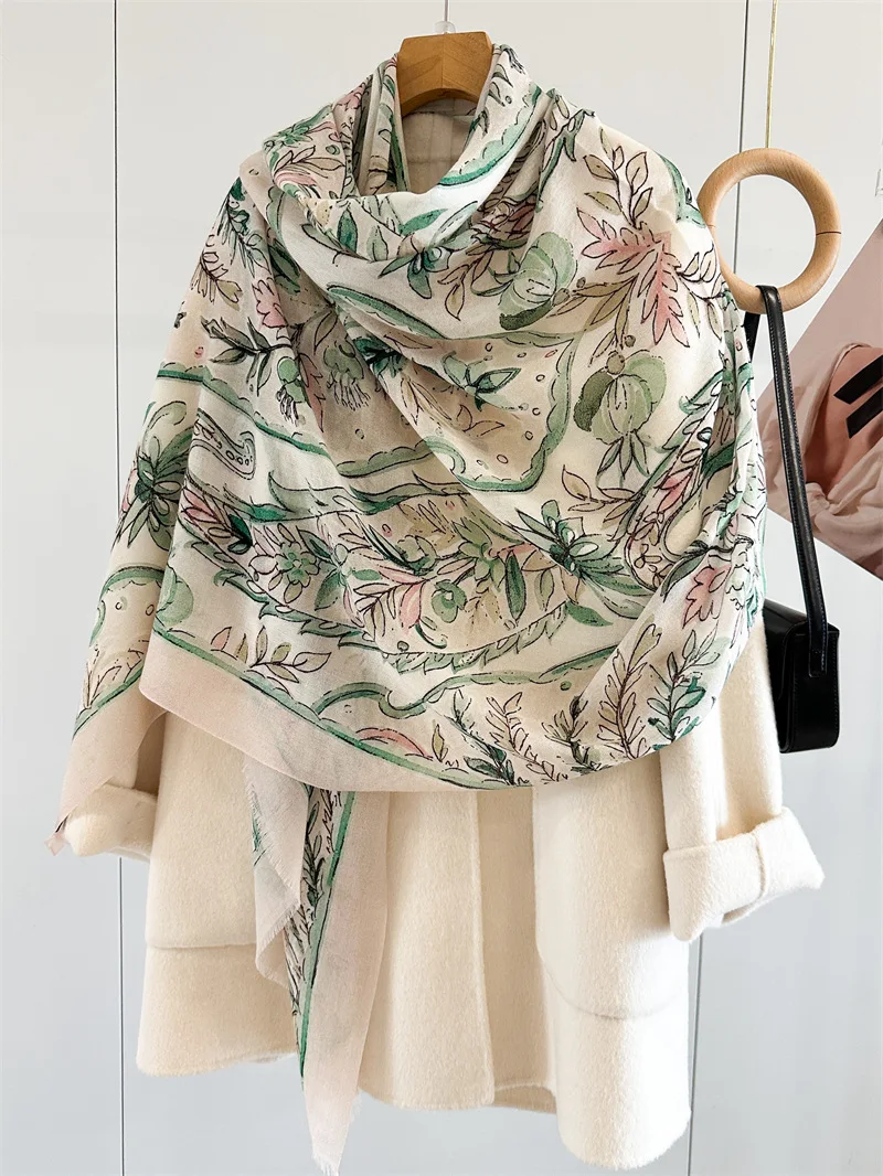 Temperament literary wool scarf women's autumn and winter new water-soluble wool long scarf warm light luxury long shawl