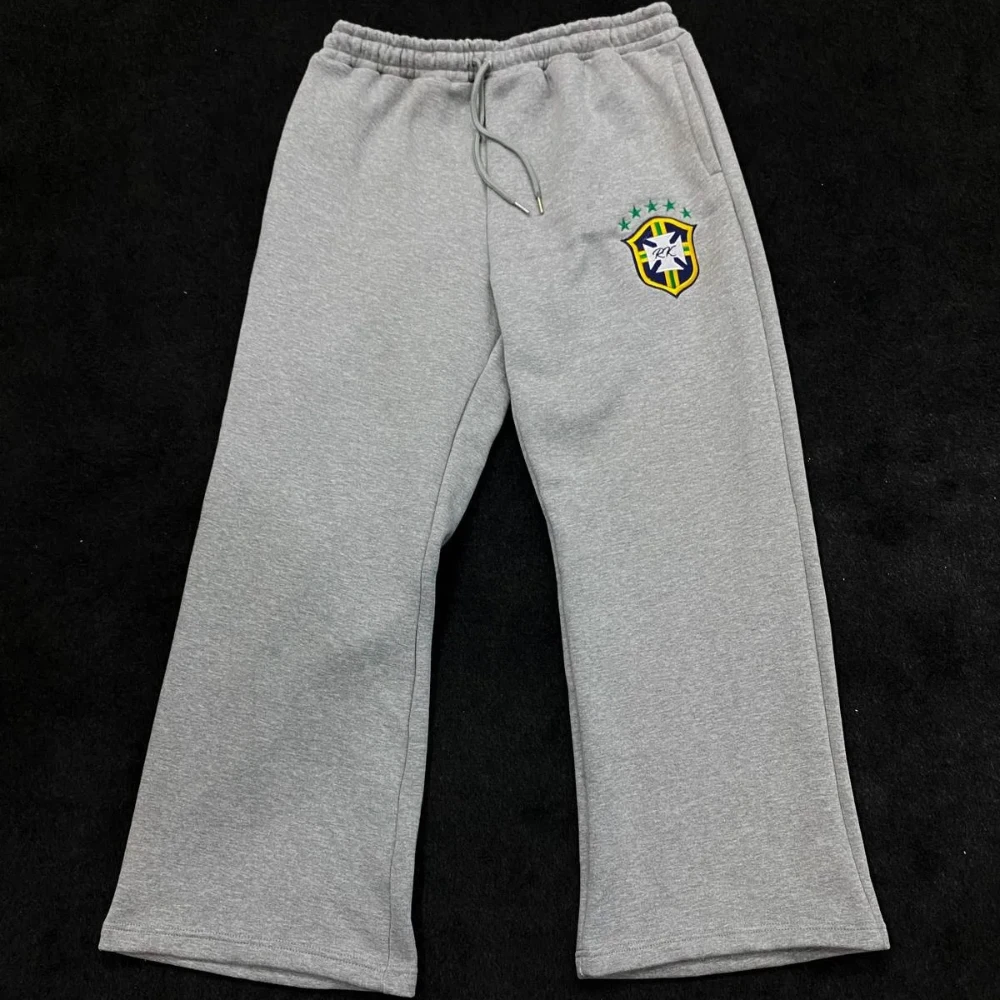 Y2K Punk Hip-Hop Trendy Embroidery Pattern Casual Versatile Drawstring Waist Jogging long Pants Straight Couple Sports Trousers