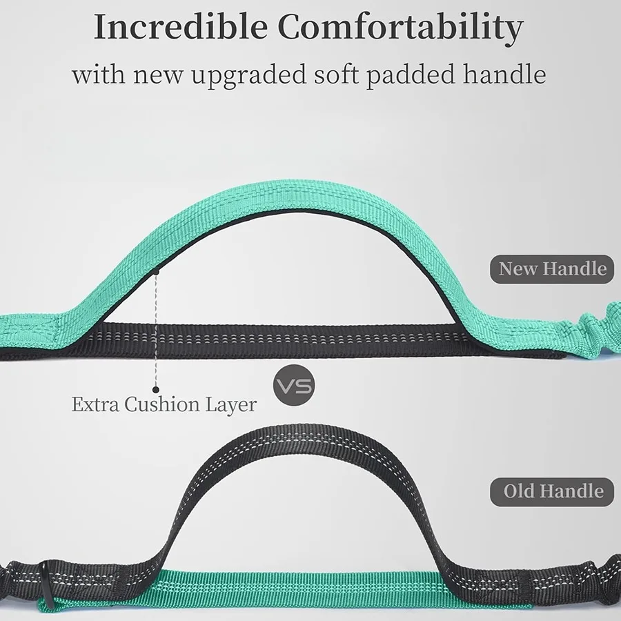 패딩 처리된 손잡이와 내장형 허리 팩이 있는 반사형 개폐식 개 가죽끈 야외용 헤비 듀티 애완동물 산책 장비