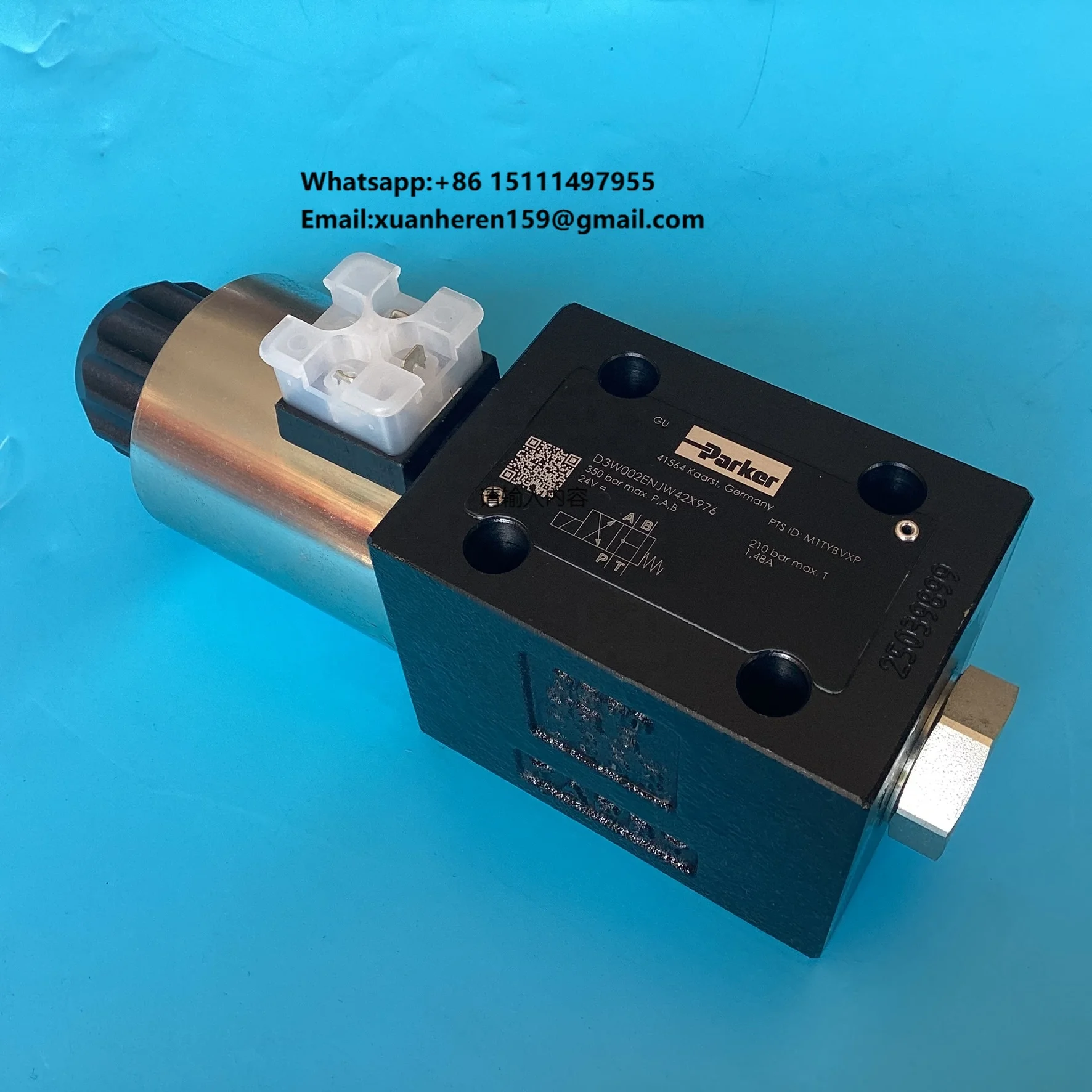 Parker D3W002ENJWX976 Directional Control Valve NG10 CETOP5 Hydraulic Solenoid Valve 4 Way 350 Bar Manifold Block Valves