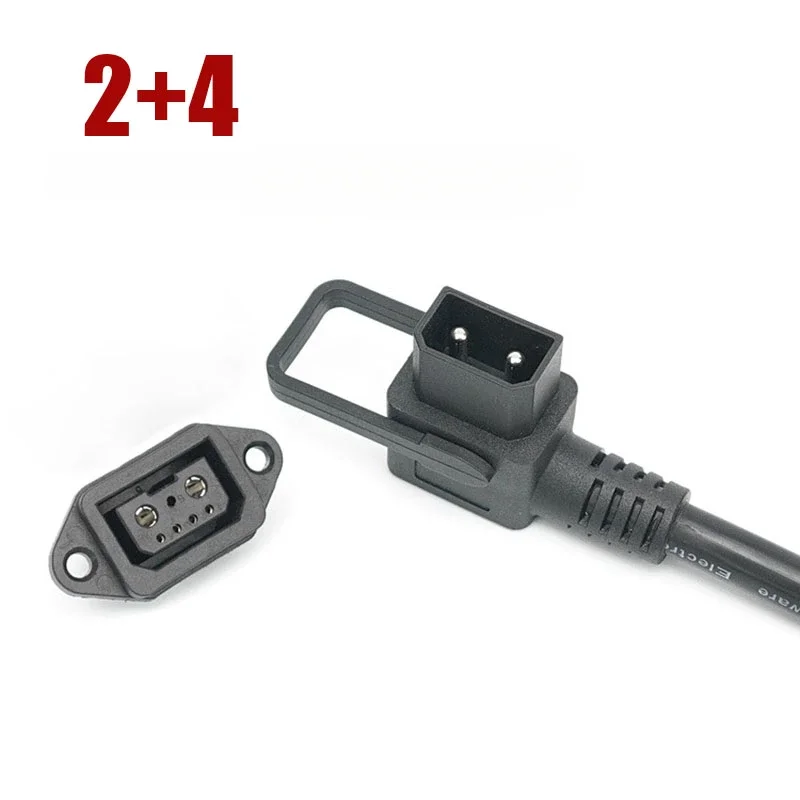 2+4 Lithium Battery Connector Electric Vehicle Discharge Charging Power Cord with Signal Line High Power E-bike Battery Socket