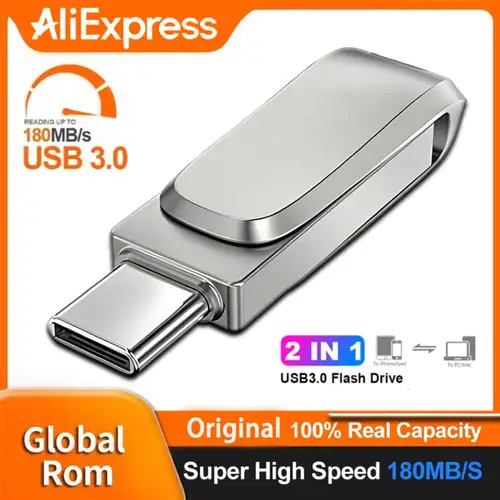 USB 메모리 금속 3.0 C 타입 펜 드라이브 키, PC용 USB 1TB, 512GB, 256GB, 미니 플래시 드라이브, 2TB OTG, 128GB