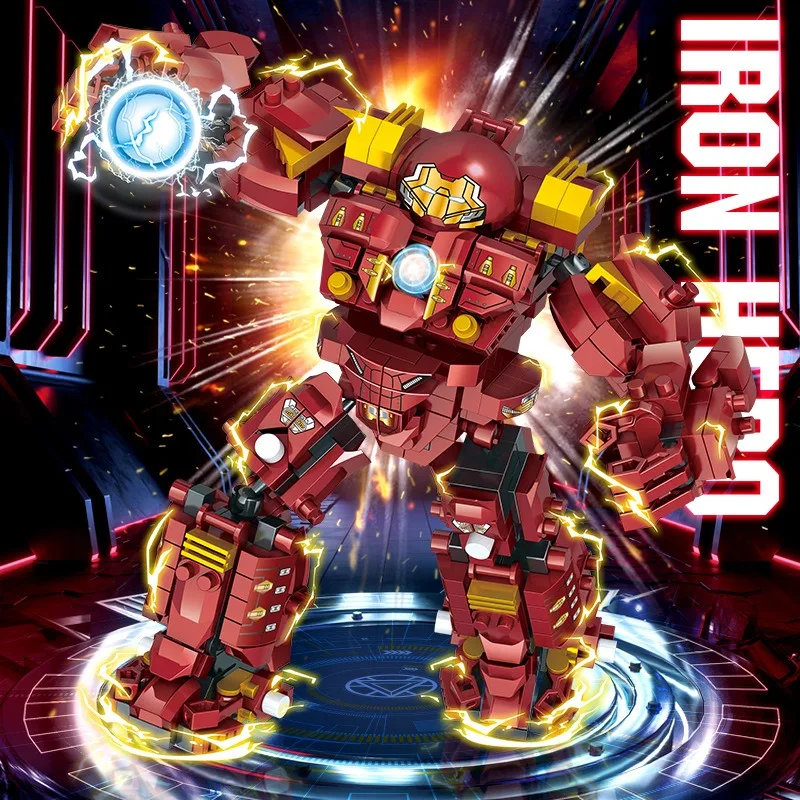 

Iron Man Sky Machine Anti-Hulk Armor Building Blocks Assembled Marvel Comics Avenger Boy Toy Robot Gift