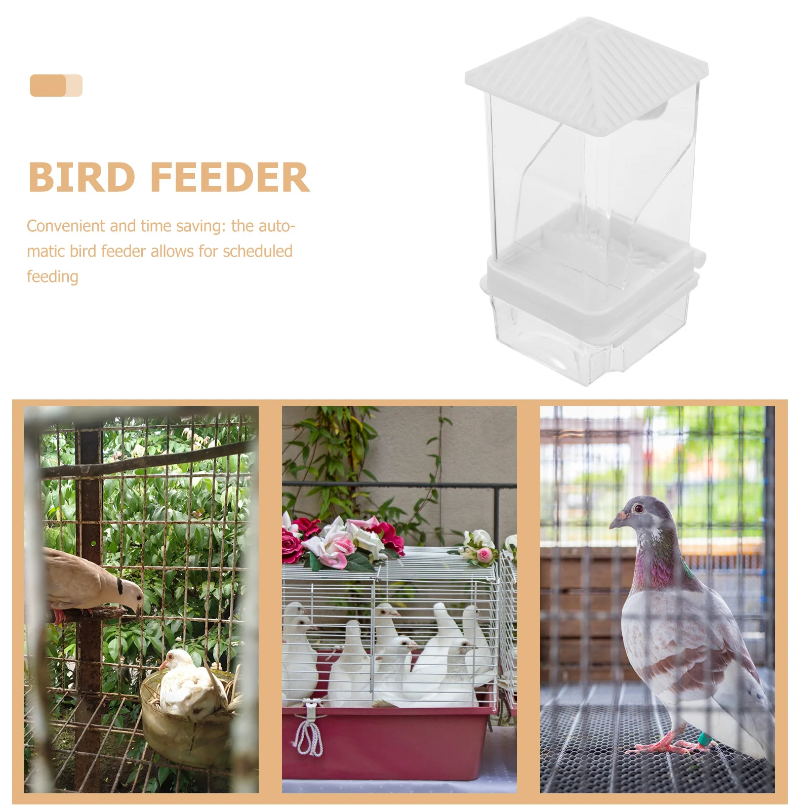 

Automatic Bird Feeder No Spill Plastic Parrot Feeding Dish Budgie Lovebird Anti Spill Food Dispenser Box Home Pet Birdcage