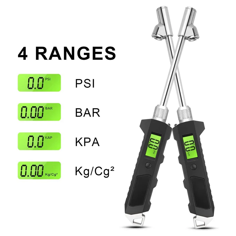 

2X Illuminated Heavy-Duty Truck Tire Pressure Gauge With LCD Luminous Display Dual-Head Digital Tire Pressure Gauge-A93R