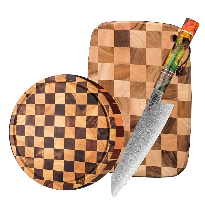 

XITUO Vegetable plate food grade safety acacia solid wood vegetable plate wood block cutting vegetables and meat kitchen accesso