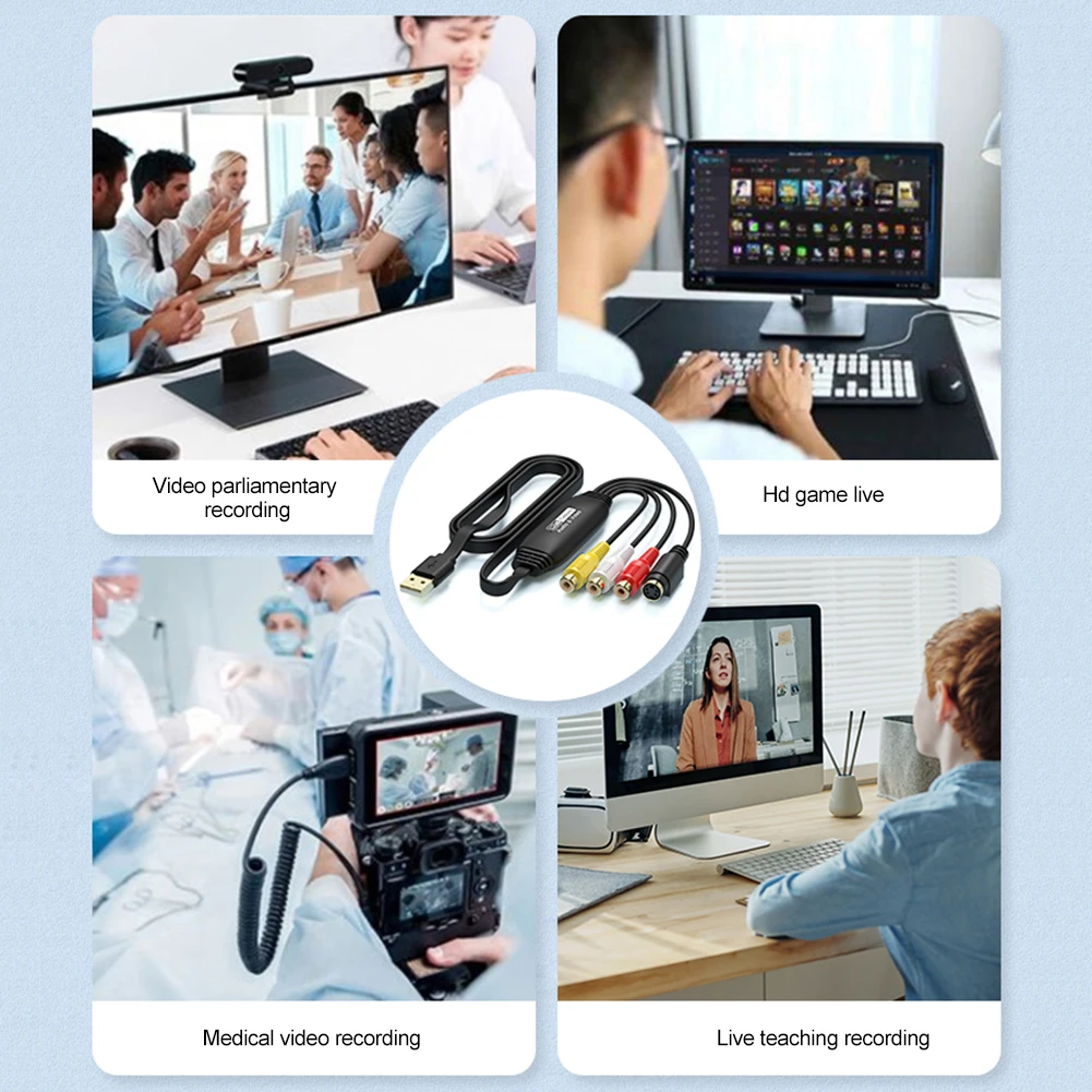 

USB-карта для видеозаписи VHS, TV, DVD, VCR, адаптер для аудиозаписи, USB-адаптер для видеозаписи AV для ПК, аксессуары, 1 комплект