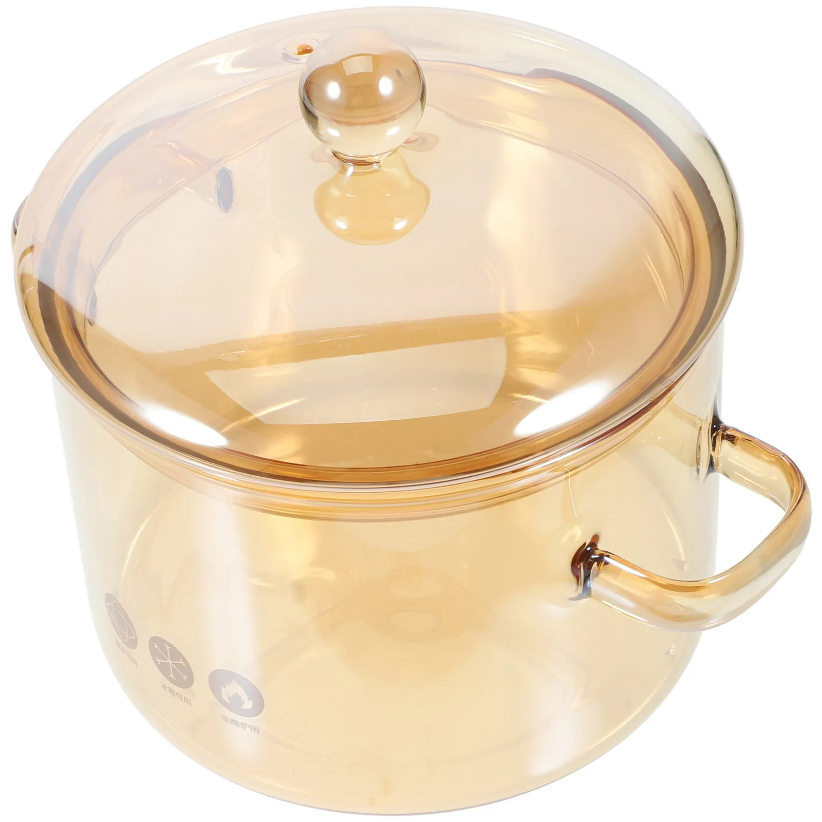 Glass Double-Handled Clear Stew Pot with Lid Heat-Resistant for Soups Noodles Stews Simmering Cooking on Stove Kitchen Essential