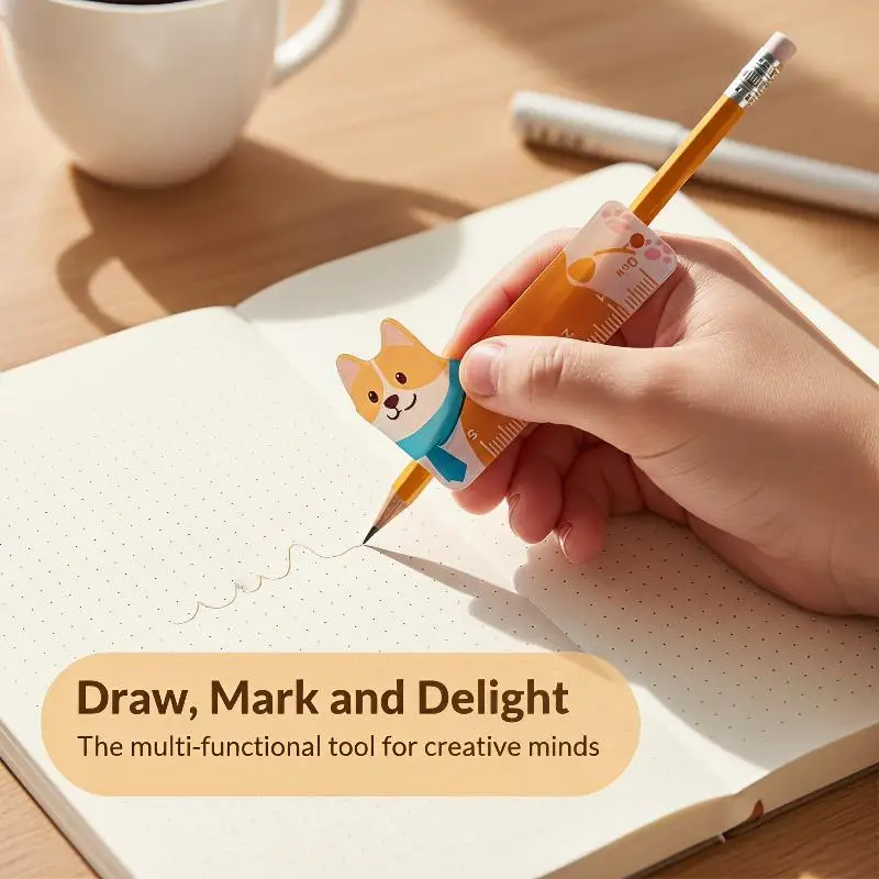 New 5Pcs 5cm Cartoon Animal Mini Plastic Rule Portable Bookmark Straight Ruler Pocket Measuring Tool Stationery Drawing Supplies