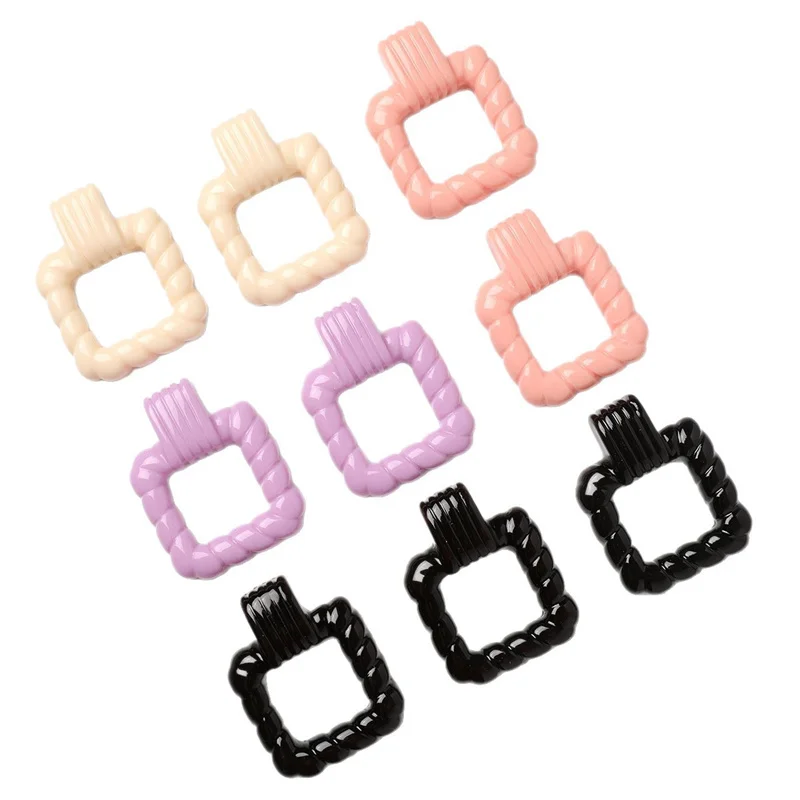 New style 50pcs/lot color print geometry square shape resin cabochon beads diy jewelry garment hair accessory