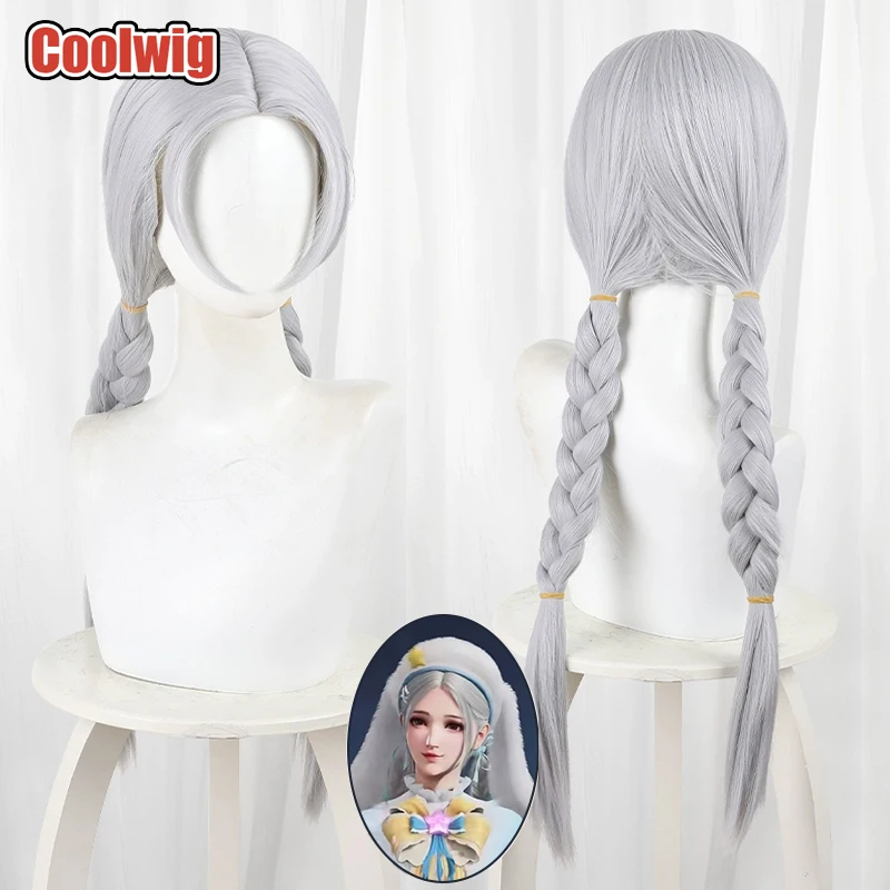 

Coolwig Synthetic Hair Ziping Yin Cosplay Wigs Naraka: Bladepoint Ziping Yin 65cm Long Silver Gray Braided Wig Heat Resistant