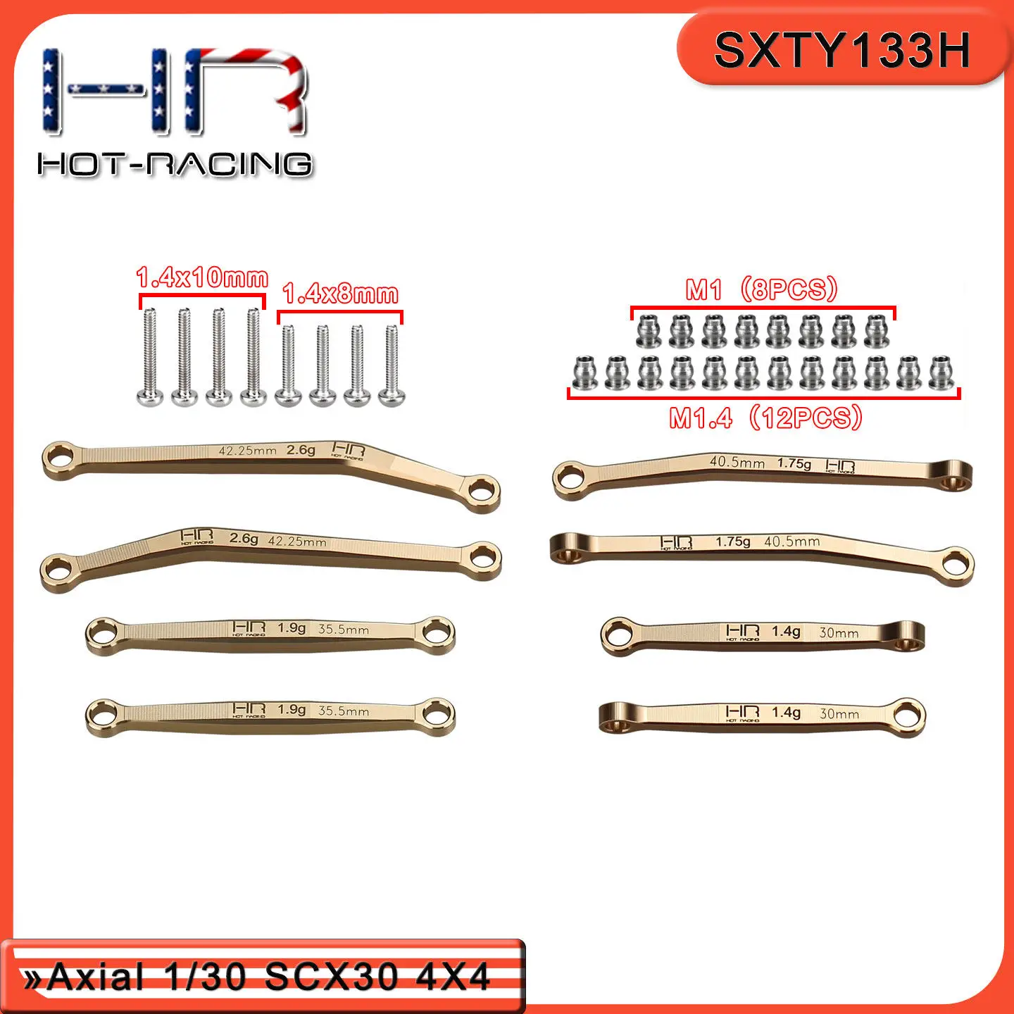

Комплект латунных тяг рулевого управления HR Axial 1/30 SCX30 4X4 для Ford Bronco Wrangler