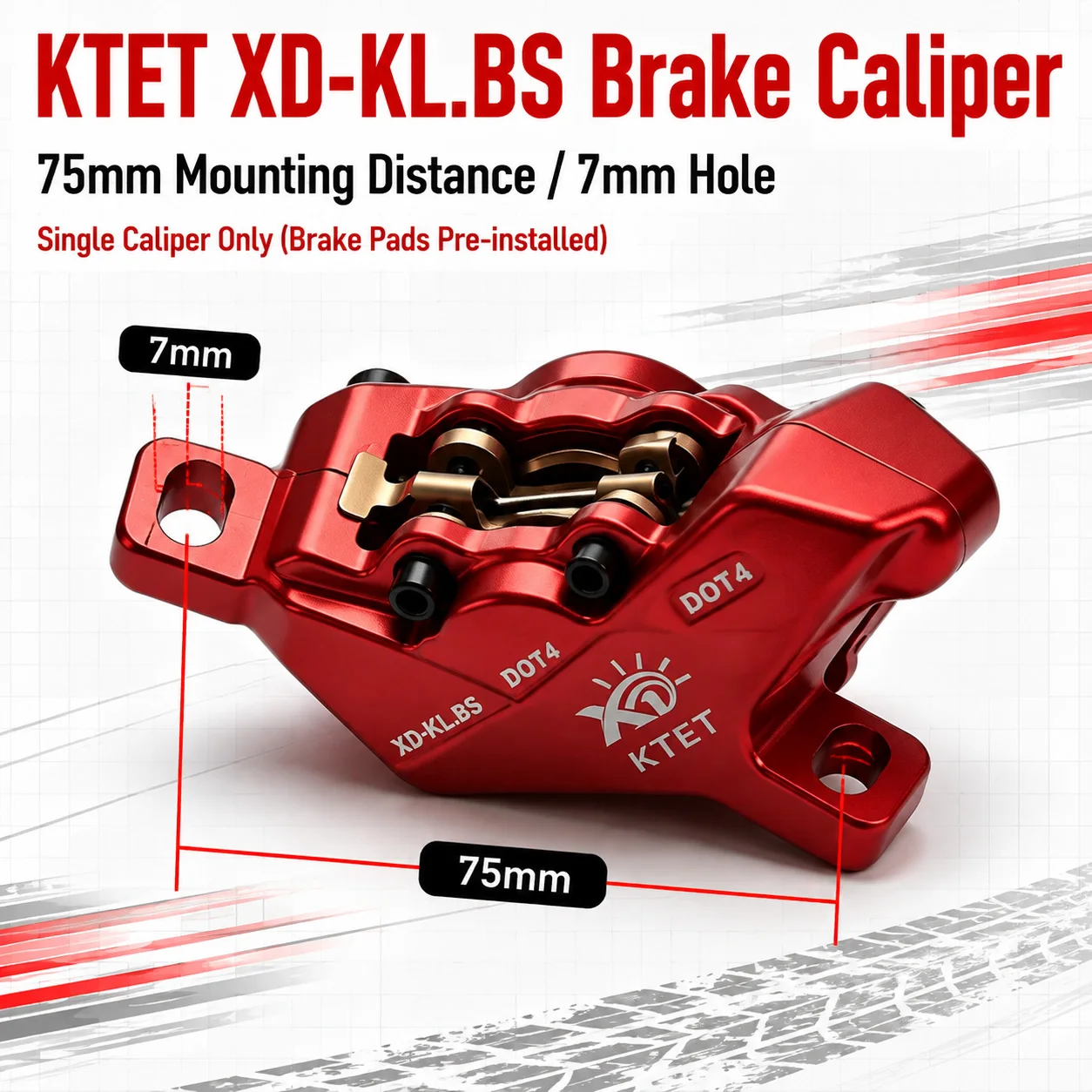 KTET XD-KL.BS 2-Kolben-Hydraulik-Scheibenbremssattel Ersatz für E-Bike, E-Moto, E-Scooter, Hochleistungs-Bremssystem – Detail 3