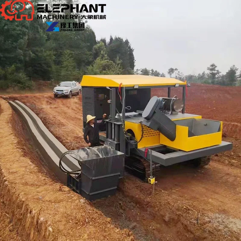 Concrete Curb Paver Machine Dry-Mix Concrete Compatibility Real-Time Profile Adjustment for Airport Runway Edge Drains