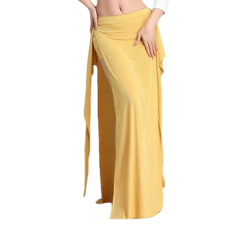 Adult Elegant Belly Dance Wrap Tie Skirt  Women Sexy Maxi Spilt Long Spanish Costume Swing Dress Bandage Clothes Dancerwear