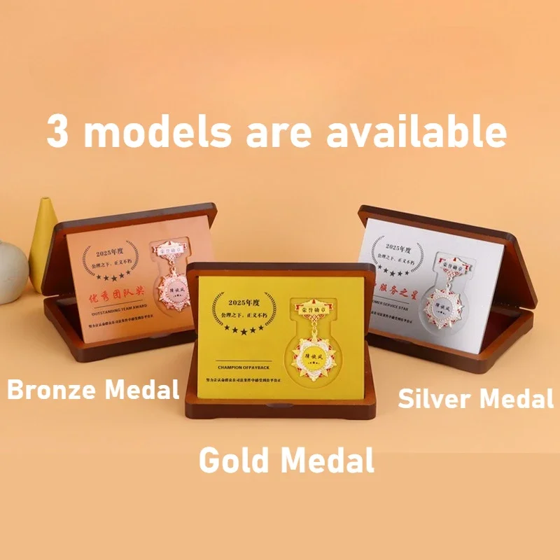1Pc Customized Wooden Foldable Medal Display Case Stand Small/Large & Gold/Silver/Bronze Medal Displaying Award Frame Holder