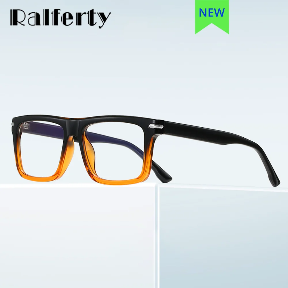 Ralferty TR90 Eyeglass Frames Men Square Business Prescription Glasses Anti-glare Blue Light Glasses Myopia Optic Frame 2025 New