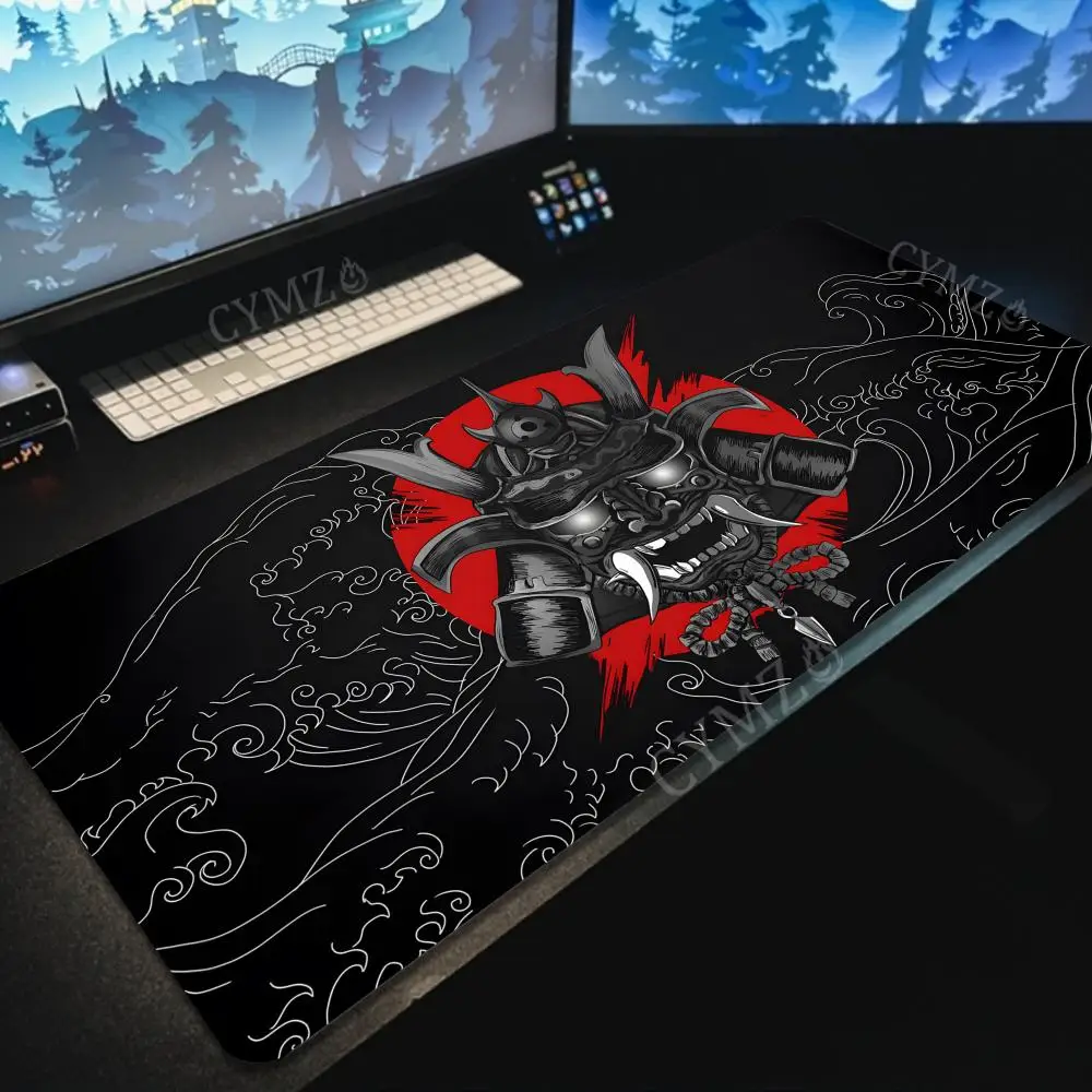 

Игровой коврик для мыши в темном эстетическом японском стиле самурая, нескользящий коврик для стола, аксессуары для ПК, коврик для клавиатуры и мыши, офисный коврик