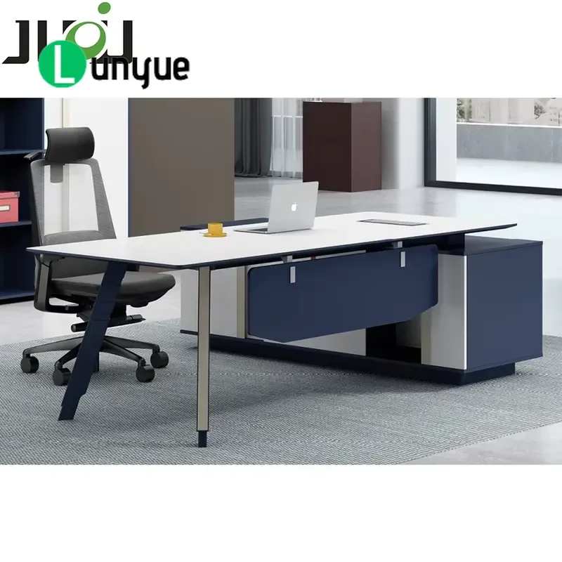 L Shaped Computer Desk with Side Cabinet Office Design Administrative Work Table for Home Office Space Saving Storage