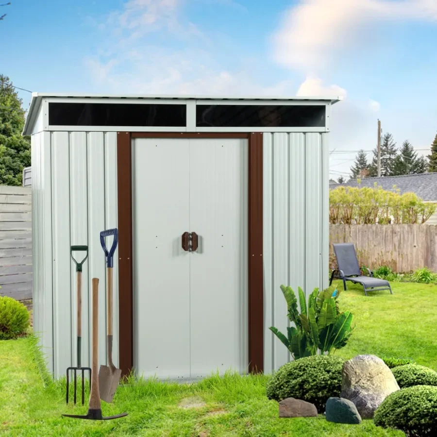 

6ft x 5ft Outdoor Metal Storage Shed White
