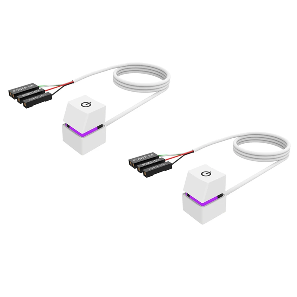 2X 2M Portable LED Lights Computer Desktop Switch PC External Start Power On/Off Button Extension Cable, RGB Light-Y18A