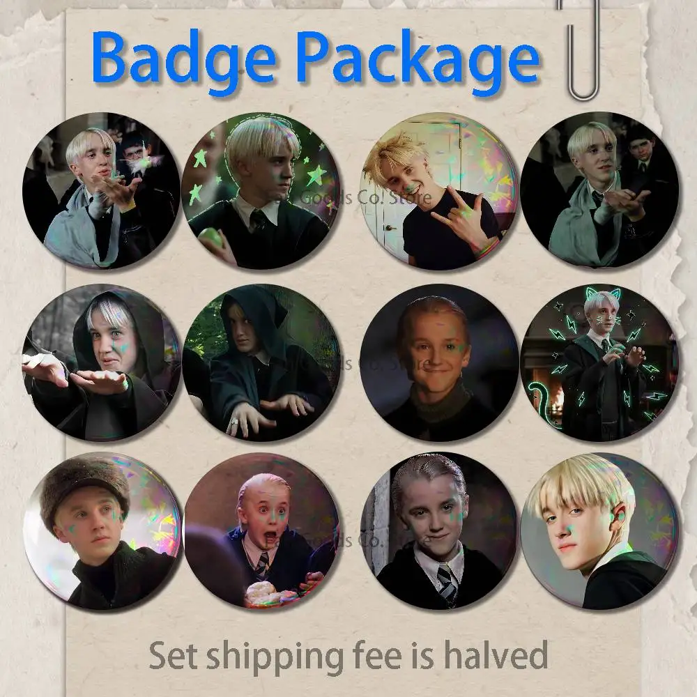 

D-Draco Malfoy Tom F-Felton 2-piece set Pins Backpack Clothes Jewelry Accessories Round Brooch Button Badge Fans Collection Gift